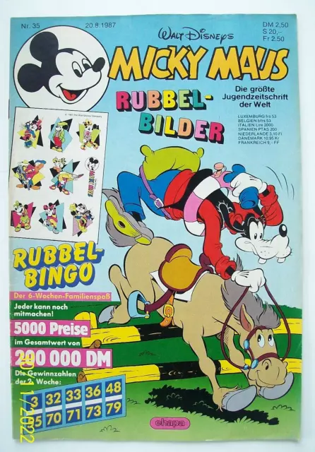 Micky Maus Heft 1987 Nr. 35 mit Beilage Rubbel-Bilder