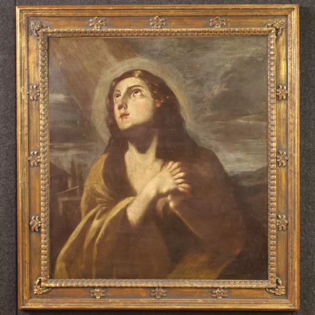 Maddalena penitente antico dipinto religioso XVII secolo quadro olio su tela