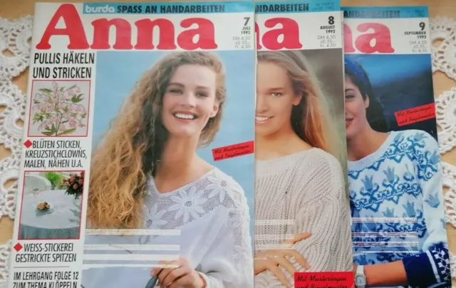 Anna burda Spaß an Handarbeiten Hefte  7+8+9 1992