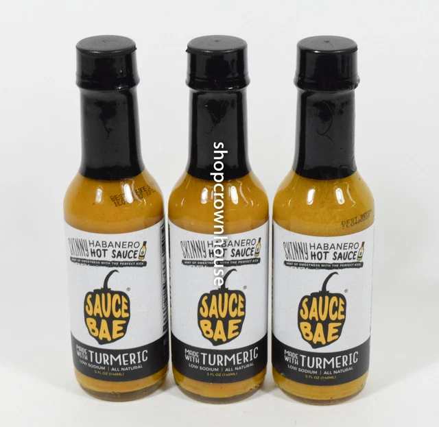 3 SAUCE BAE SKINNY HABANERO With TURMERIC Hot Sauce MILD 5 ounce 01/14