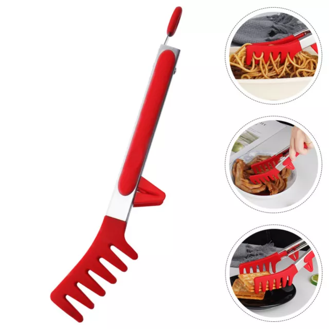 Pasta Clips Silicone Stainless Steel Handle Tongs Spaghetti Noodle Veggie