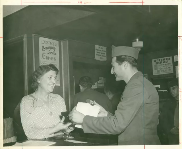 1940s WWII official US Army Fort Dix, NJ  8x10 Photo Community Services Gal GI's