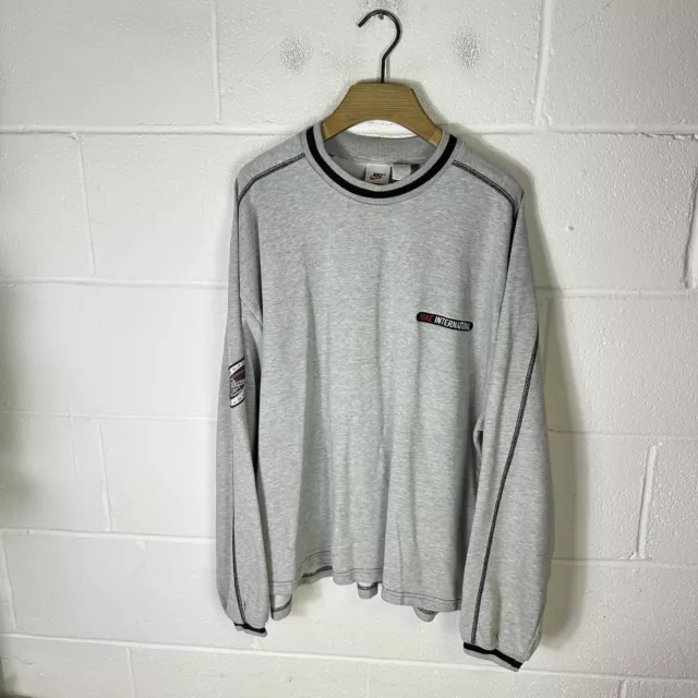 Vintage Nike Sweatshirt Mens Extra Large Grey International Swoosh 90s Retro