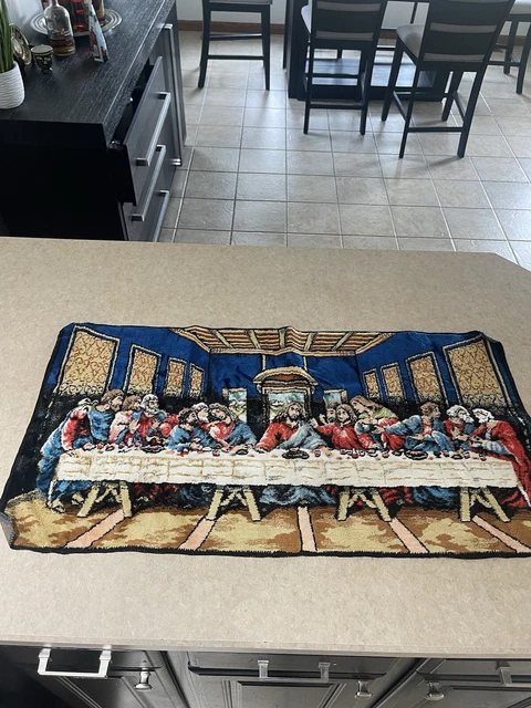 VINTAGE THE LAST Supper Tapestry 20" x 40" wall hanging art Made In ...