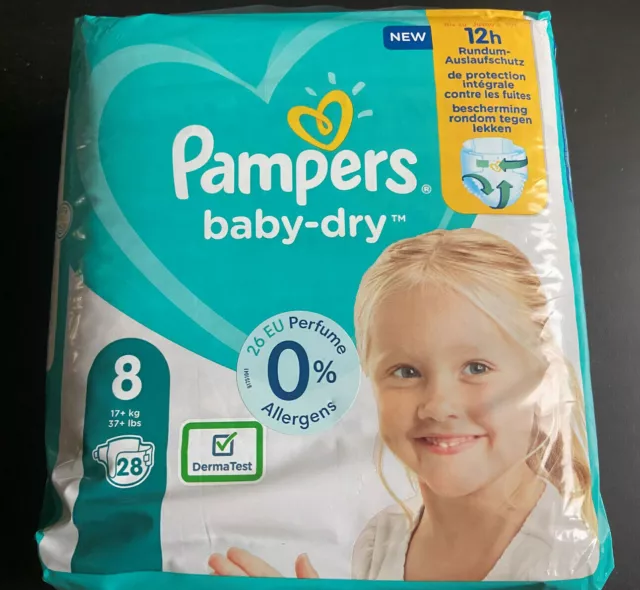 PAMPERS BABY DRY taille 8 paquet neuf 28 couches XXL incontinence ABDL  énurésie EUR 25,00 - PicClick FR