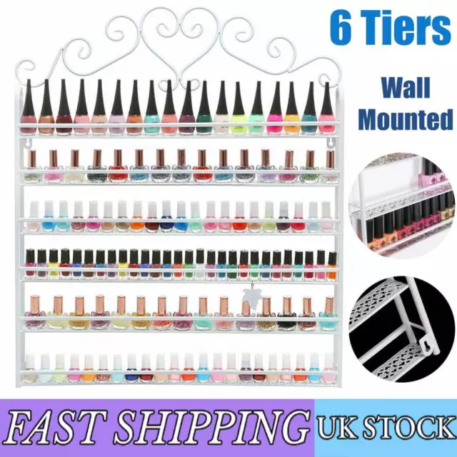 6 Tier Nail Polish Wall Mount Rack stand Metal Organizer Varnish Shelf Display