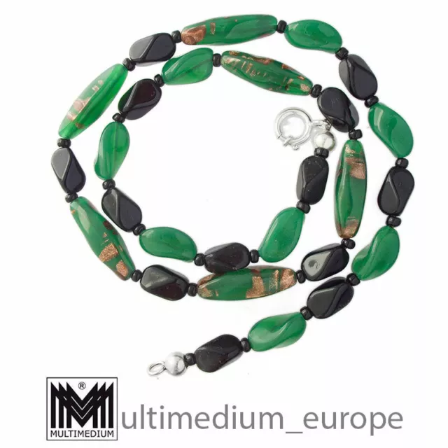 Murano Aventurin Glas Collier Halskette Grün Schwarz aventurine glass