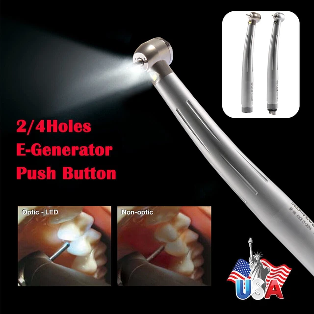 Dental LED E-generator Fiber Optic High Speed Handpiece 2Holes 4Holes PDM PDB