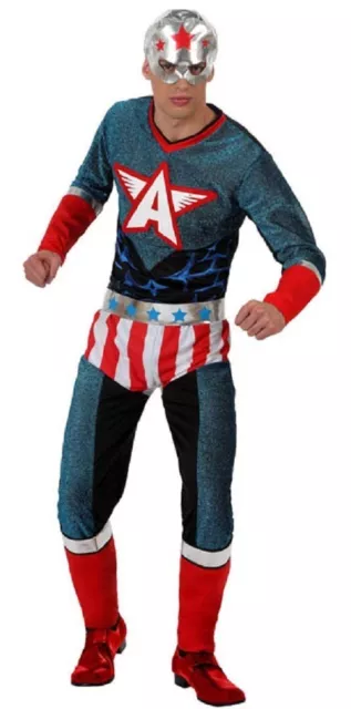 Costume Super Eroe Uomo Captain America M/L Comics Marvel Wrestling Pellicola