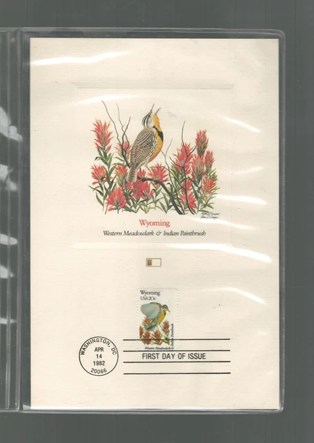 1982 Arthur Singer Proofcards Western Meadowlark Wyoming 9in x 6in