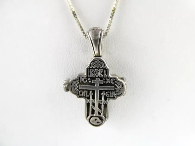 Sterling Silver Russian Orthodox Locket Cross Pendant Necklace 925 7.1g 20 Inch