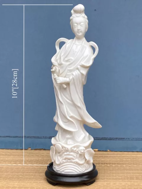 10" [28cm]Goddess of Mercy Chinese Figurine Blanc De Chine Kwan Yin