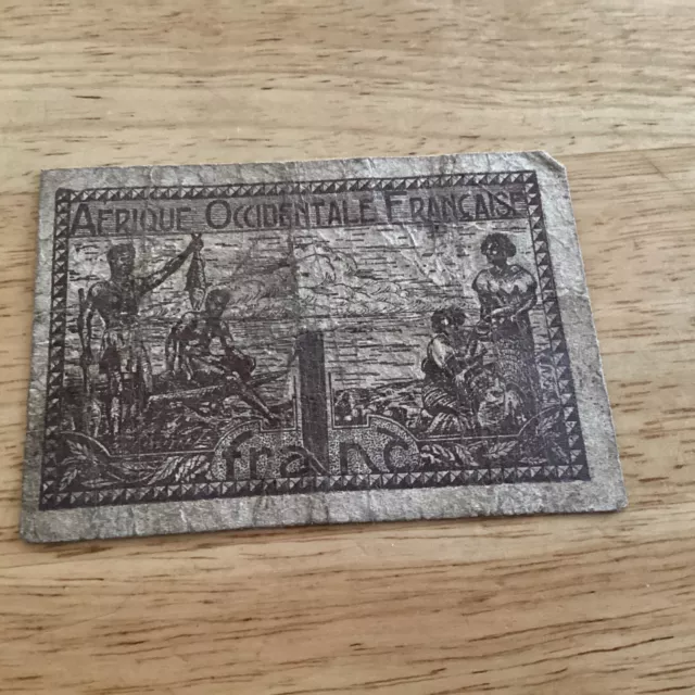 West African 1944 Collectable Bank Note 1 Franc