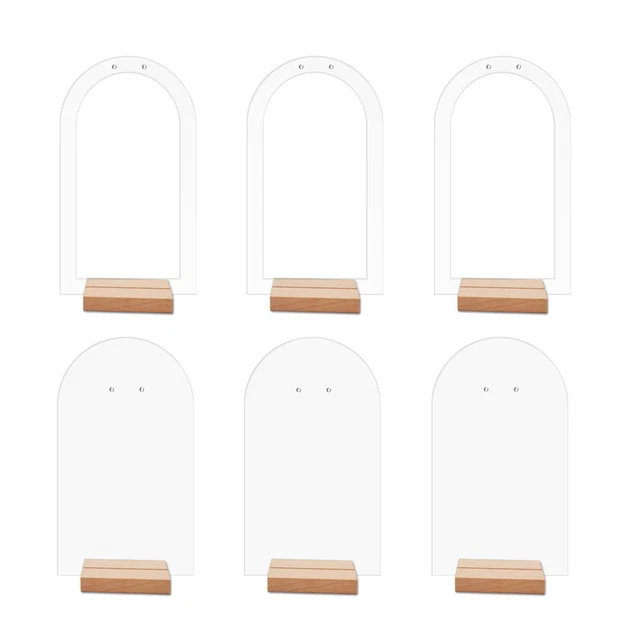 6x Earring Holder Drop Earrings Stand with Wooden Base Showcase Dresser Shop