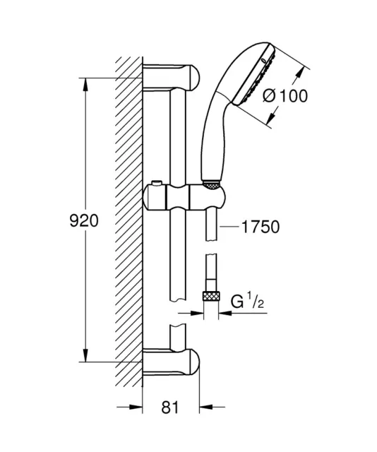 Grohe Tempesta 100 Conjunto de ducha barra de 900 mm / 90 cm / 0.90 m 2