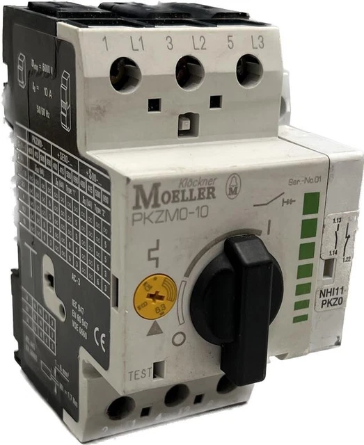 Klöckner Moeller PKZM0-10 interruttore protezione motore + interruttore ausiliario NHI11-PKZ0