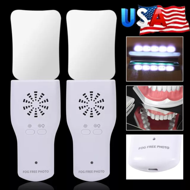 2 sets Dental Occlusal Mirror Fog Free LED Intra Oral Photo double-side 8 Mirror