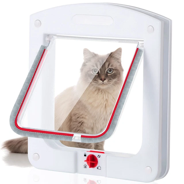 Cat Flap Door Interior Exterior Cat Door Weatherproof Pet Door 4 - Way Rotary