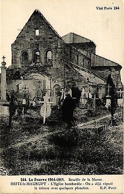CPA MILITAIRE Bataille de la Marne, Heitz le Maurupt-L'Eglise bombardée (315500)