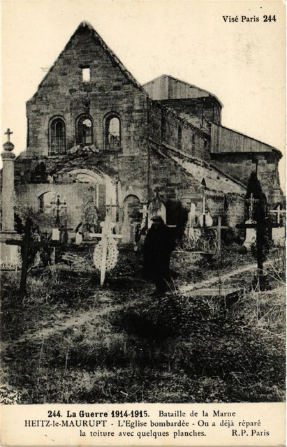MILITARY CPA Battle of the Marne, Heitz le Maurupt - The Bombed Church (315500)