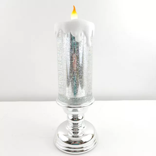 13 Illuminated Glitter Candle With Pedestal by Valerie