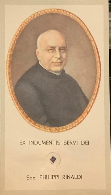 Reliquia ex indumentis Filippo Rinaldi sacerdote su santino 1947 sigillo