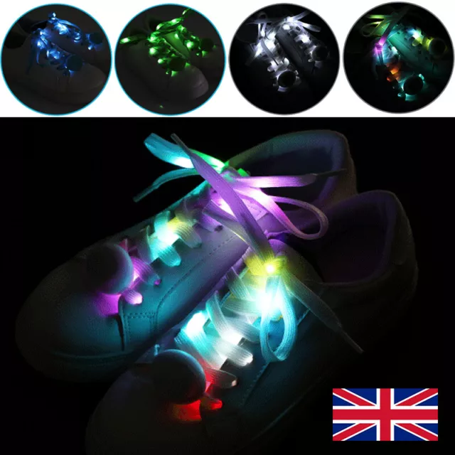 Nylon LED Light Up Shoe Laces Luminous Flashing Shoestrings Color Glow Shoelace