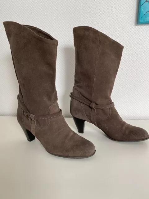 Bottes daim véritable marron glacé SAN MARINA 38 réal swede boots 5