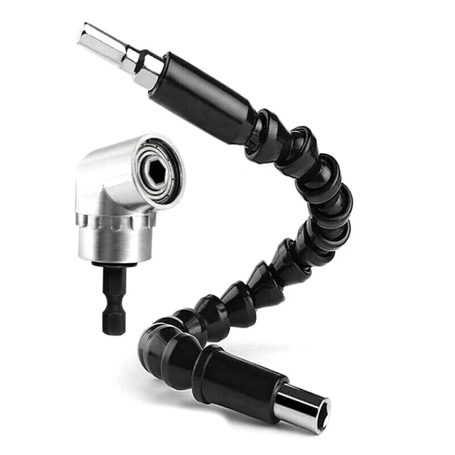 2pcs perceuse à angle droit 105 degrés adaptateur de perceuse à angle droit tournevis à tige hexagonale kit d'embouts d'extension coudé support outil de perceuse électrique Kit d'embouts d'extension d