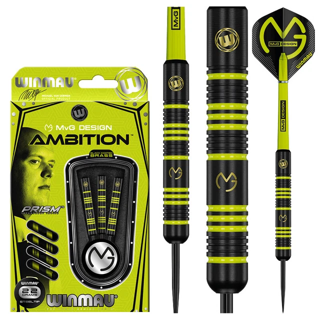 WINMAU Michael Van Gerwen MvG Ambition Professional Brass Darts Set with Flights