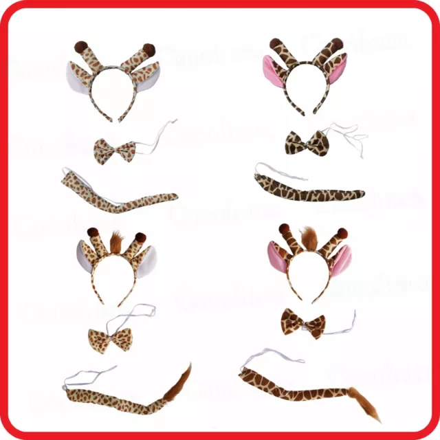 Giraffe Headband Hairband With Ears+Bow Tie+Tail-3Pc Dress Up Set-Party-Costume