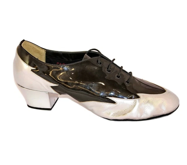 PAOUL scarpe da ballo latino americano UOMO vernice nera-argento 836 numero 44