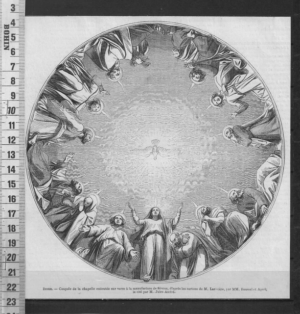 G363 / Gravure 1868 /  Dreux Coupole De La Chapelle