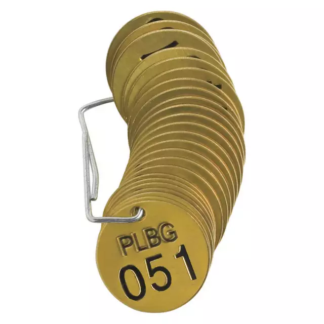 BRADY 23262 Numbered Tag Set,Brass,1 1/2in W,PK25 20TD95