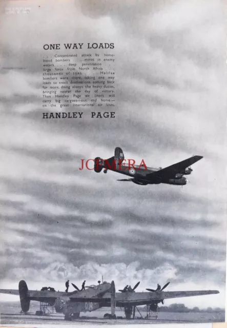 WW2 Handley Page HALIFAX Heavy Bomber Advert #6 1944 Vintage Print 674/136