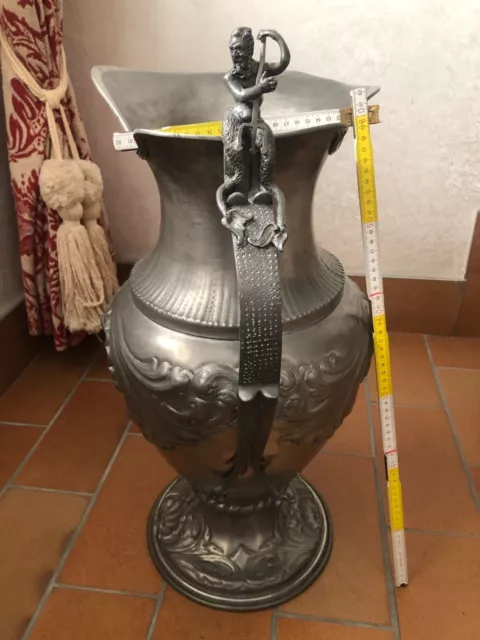 Paragüero artístico de peltre con forma de ánfora vintage grande, 7,5 kg 2