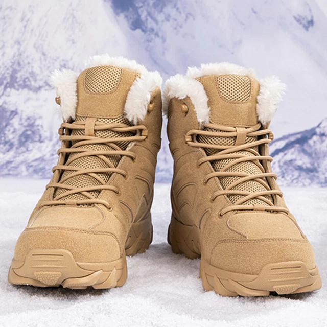 FUR LINED SNOW Boot Lace Up Boots Lightweight Men Winter Warm Ankle