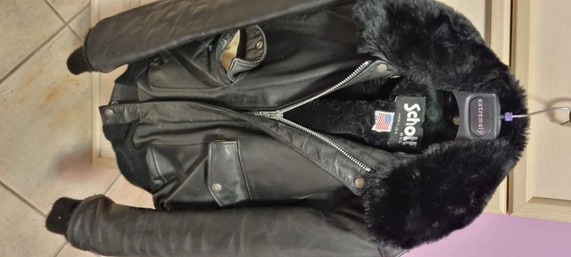 Giubbotto Scott originale in pelle colore nero con collo di pelliccia taglia L