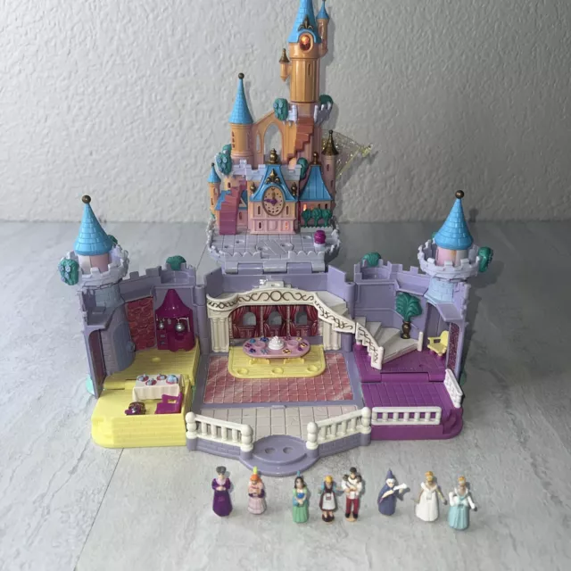 Vintage Polly Pocket Bluebird Disney Cinderella Enchanted Castle 8 Figs No Horse