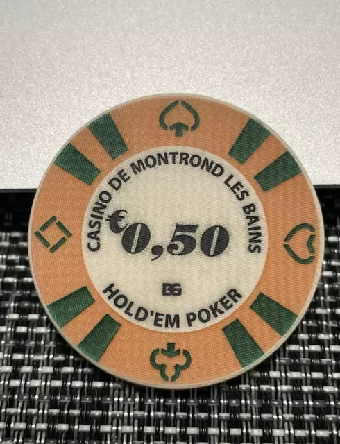 Rare $0.50 Casino De Montrond Les Bains France Jeton Poker Chip (((Unlisted)))