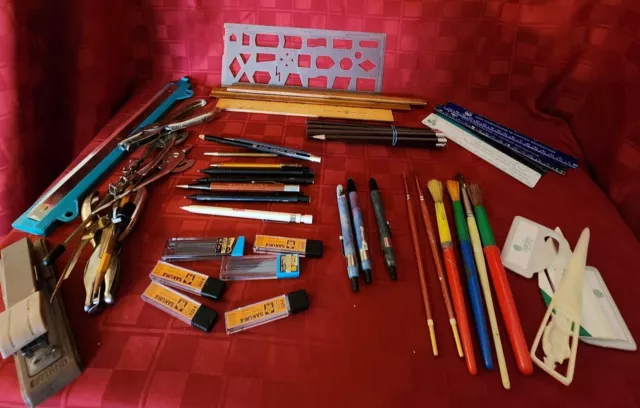 Mixed Lot of Vintage Office Supplies-Pens, Pencils, Rulers, etc.