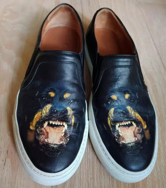 Givenchy Black Rottweiler Leather Slip on Skate Sneakers Size 37 US size 7