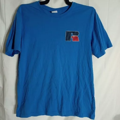 Russell Athletic shirt Mens LARGE Blue  Short Sleeve Crew Neck T-shirt size L