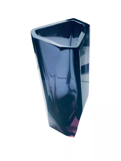 Vtg VHTF Moser by Hoffman Alexandrite Amethyst Glass Six Sided Faceted 10" Vase 2