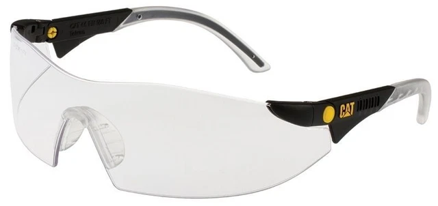 CAT Dozer Safety Glasses Work Eyewear Black Frame Clear Anti-Fog Lens ANSI Z87+
