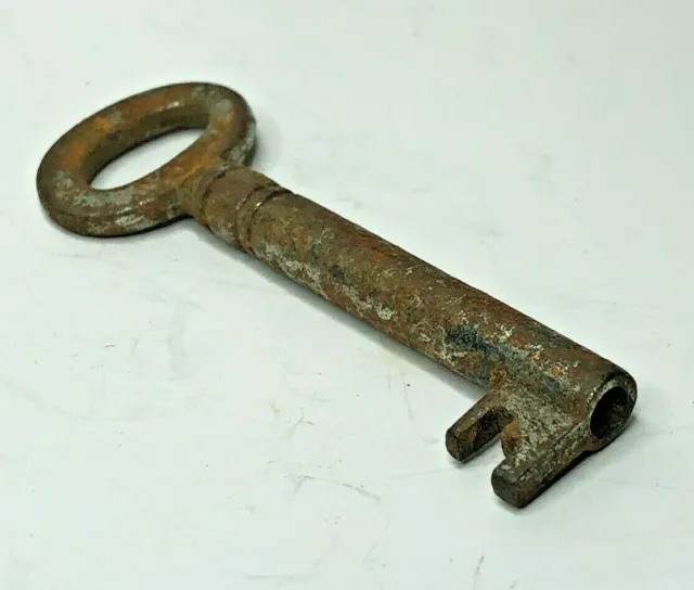Antique Chest or Cabinet Key hollow end Steel stamped 17 on bow 49 mm