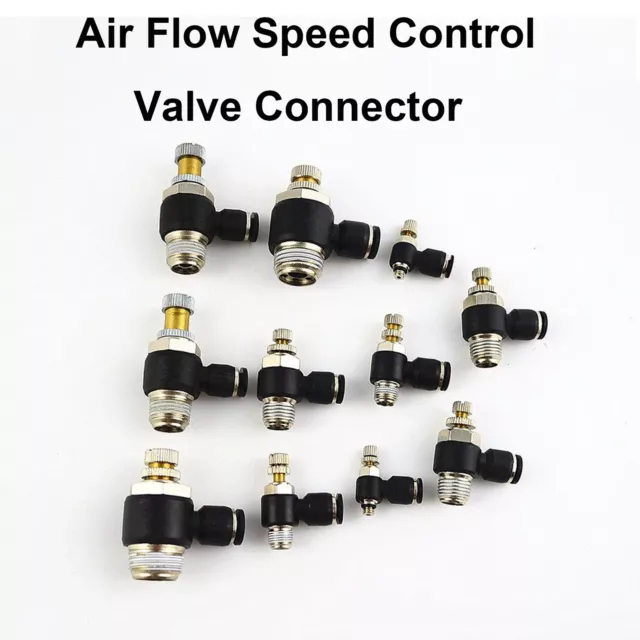 New Air Flow Speed Control Valve Connector Tube Hose Pneumatic Push In Fitting