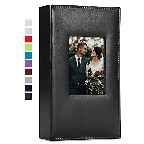 Álbum de fotos 4x6 300 fotos cubierta de cuero extra grande 300 bolsillos negro