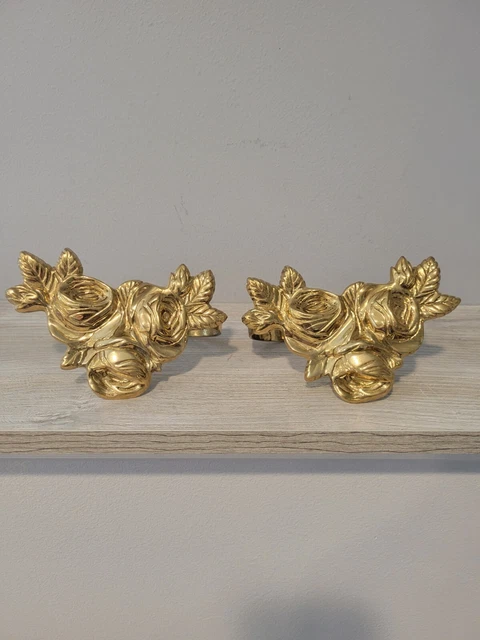 Pair solid Brass Rose Flower Drapery Curtain Tie Backs Holdbacks Made In INDIA