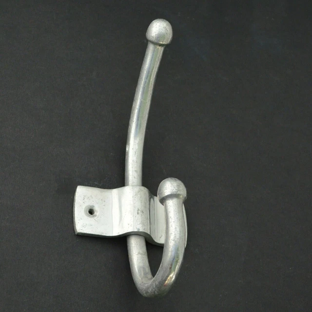 Vintage Retro Chrome aluminum Coat Hanger Hook mid century 70s 80s salvage -e